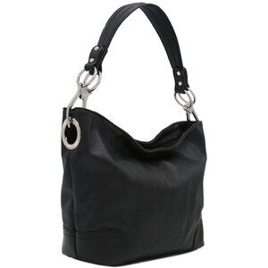 Large Faux Leather Hobo Bag with Detachable Strap & Multiple Pockets